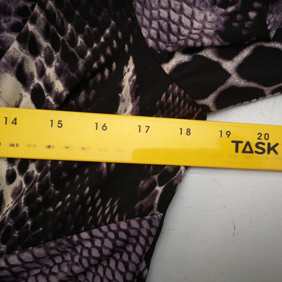 David Meister Ladies Size 10 Purple Cream & Black V-neck Snakeskin Print Dress - Picture 7 of 10